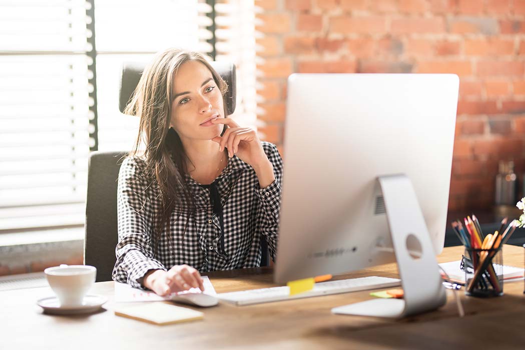 Woman working on a computer